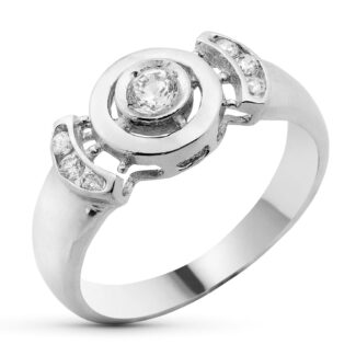 18K SORTIJA ORO BLANCO PIEDRA CON CIRCONITAS,