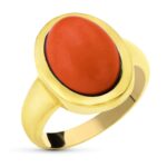18K SORTIJA ORO AMARILLO CORAL FINO OVAL 14X10 MM
