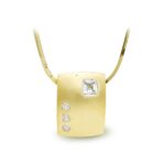 18K GARGANTILLA ORO AMARILLO CUADRA MATE Y BRILLO Y CIRCONITAS