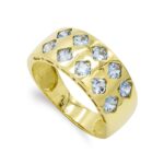 18K SORTIJA ORO AMARILLO MACIZO CON CIRCONITA AGUAMARINA, ANCHO 8 MM