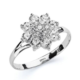 18K SORTIJA ORO BLANCO CON CUAJO DE CIRCONITAS, ANCHO: 11,5 MM