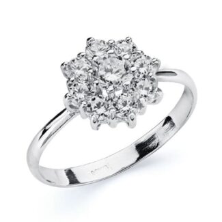 18K SORTIJA ORO BLANCO CUAJO CON CIRCONITAS, ANCHO: 10 MM