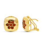 18K PENDIENTES ORO AMARILLO GRANATES 12 MM OMEGA