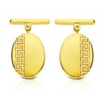 18K GEMELOS ORO AMARILLO OVAL GRECA 18X13 MM