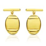 18K GEMELOS ORO AMARILLO OVAL MATE y BRILLO 18X13 MM CIERRE RIGIDO OSCILANTE