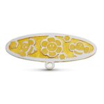 18K ALFILER ORO BICOLOR ABEJAS Y FLOR 28X9 MM