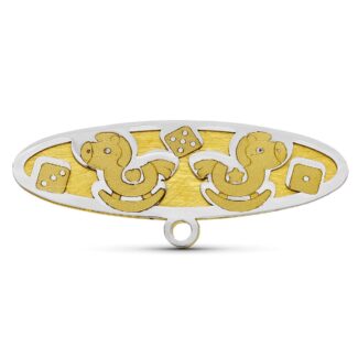 18K ALFILER ORO BICOLOR CABALLITOS, 28X10 MM