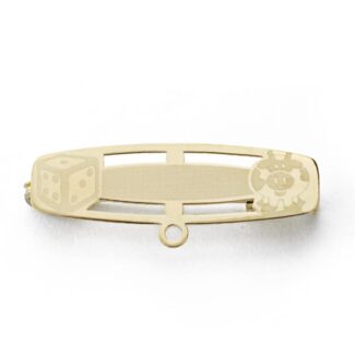 18K ALFILER ORO BICOLOR DADO Y CERDITO, 28X8 MM