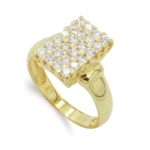 18K SORTIJA ORO AMARILLO MOTIVO RECTANGULAR CON CIRCONITAS, ANCHO: 13 X9 MM
