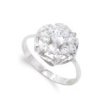 18K SORTIJA ORO BLANCO CUAJO CIRCONITA Y RAMAS, ANCHO: 13 MM