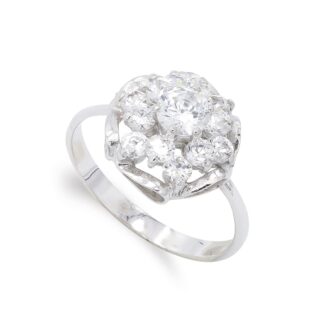 18K SORTIJA ORO BLANCO CUAJO CIRCONITA Y RAMAS, ANCHO: 13 MM