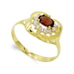 18K SORTIJA ORO AMARILLO GRANATE 6 X 4,5MM Y CIRCONITAS, ANCHO: 11 MM