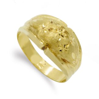 18K SORTIJA ORO AMARILLO LAPIDADA Y TALLADA, ANCHO: 11MM