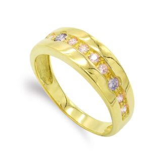 18K SORTIJA ORO AMARILLO CON CIRCONITAS, ANCHO: 6,5 MM