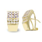 18K PENDIENTES ORO AMARILLO CIRCONITA AMATISTAS Y BLANCAS CIERRE OMEGA