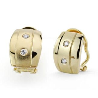 18K PENDIENTES ORO AMARILLO CIRCONITA OMEGA 13X9 MM