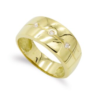 18K SORTIJA ORO AMARILLO CON CIRCONITAS, ANCHO: 9MM