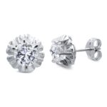 18K PENDIENTES ORO BLANCO CON CIRCONITA EN GARRAS CIERRE PRESION