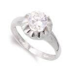 18K SORTIJA ORO BLANCO CON CIRCONITA Y GARRAS, ANCHO: 10 MM