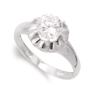 18K SORTIJA ORO BLANCO CON CIRCONITA Y GARRAS, ANCHO: 10 MM