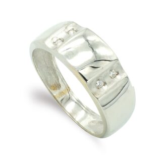 18K SORTIJA ORO BLANCO CON CIRCONITAS, ANCHO: 7,5 MM