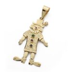 18K COLGANTE ORO AMARILLO PAYASO ARTICULADO, 33X13 MM