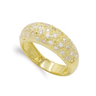 18K SORTIJA ORO AMARILLO MACIZA CON CIRCONITAS, ANCHO: 8,5 MM