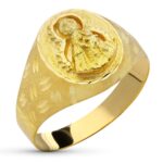18K SELLO ORO AMARILLO HUECO VIRGEN DE LA ESTRELLA OVAL, ANCHO: 13 MM