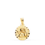 9K MEDALLA ORO AMARILLO ANGELITO BURLON BORDES TALLADOS 14 MM
