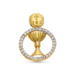 9K COLGANTE ORO BICOLOR CALIZ COMUNION CIRCONITA 16 MM
