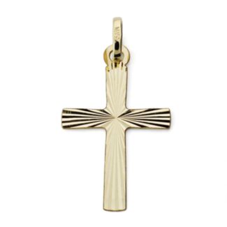 9K COLGANTE CRUZ ORO AMARILLO DIAMANTADA SIN CRISTO 25X15 MM