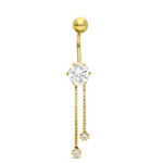 18K PIERCING ORO AMARILLO OMBLIGO CIRCONITA Y CADENITAS,