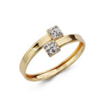 9K SORTIJA ORO AMARILLO BANDAS CRUZADAS CON CIRCONITAS, ANCHO: 6,5 MM