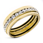 9K SORTIJA ORO AMARILLO CIRCONITAS EN CARRIL, ANCHO: 6 MM