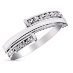 9K SORTIJA ORO BLANCO BANDAS CON CIRCONITAS EN CARRIL, ANCHO: 5,5 MM