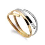 9K SORTIJA ORO BICOLOR BANDAS CRUZADAS EN BRILLO, ANCHO: 8 MM