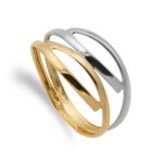 9K SORTIJA ORO BICOLOR DOBLE CUERPO CALADO BANDAS, ANCHO: 9 MM