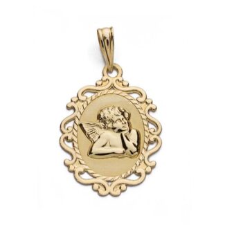 9K MEDALLA ORO AMARILLO ANGEL BURLON 9K CERCO, 23X16 MM