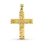 9K CRUZ ORO AMARILLO SIN CRISTO ESTAMPADA 32X24 MM ESPALDA LISA