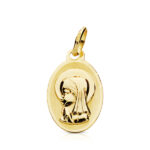 9K MEDALLA ORO AMARILLO VIRGEN NIÑA OVAL, 17X10 MM