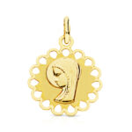 9K MEDALLA ORO AMARILLO VIRGEN NIÑA CERCO, 15 MM