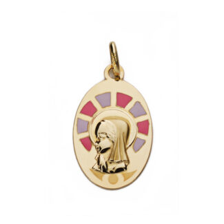 9K MEDALLA ORO AMARILLO VIRGEN NIÑA ESMALTE 9K 21X13 MM