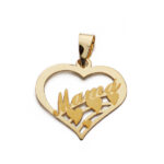 9K COLGANTE ORO AMARILLO CORAZON CON PALABRA MAMA, MEDIDA: 18X16 MM