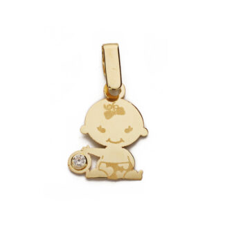 9K COLGANTE ORO AMARILLO NIÑA LASER CIRCONITA 15X11 MM