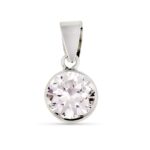 9K COLGANTE ORO BLANCO REDONDO CHATON CON CIRCONTIA 7 MM