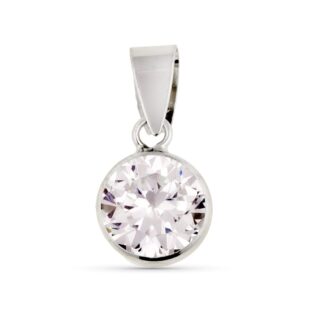 9K COLGANTE ORO BLANCO REDONDO CHATON CON CIRCONTIA 7 MM