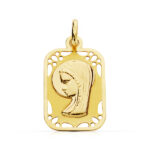 9K MEDALLA ORO AMARILLO VIRGEN NIÑA CALADA 16X11 MM