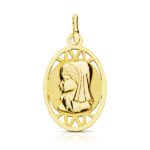 9K MEDALLA ORO AMARILLO VIRGEN NIÑA OVAL, 21X12 MM