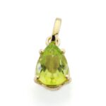 9K COLGANTE ORO AMARILLO LAGRIMA OLIVINA NATURAL 1,19 QTS, MEDIDA: 8 X 6 MM