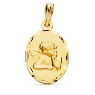 9K MEDALLA ORO AMARILLO ANGEL BURLON OVAL 23X14 MM